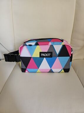 PACKIT® Multicolor Triangle Print Travel Waist Bag - Pink & Blue